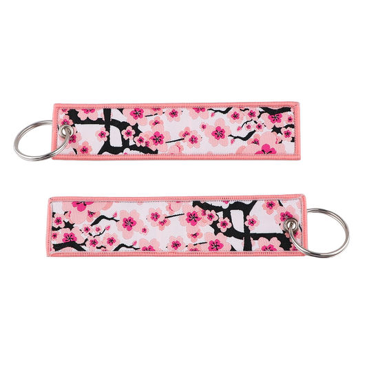 Cherry Blossom Embroidered Keychain