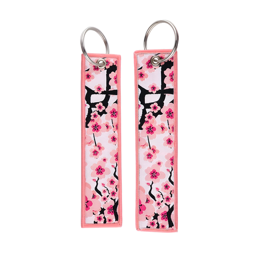 Cherry Blossom Embroidered Keychain